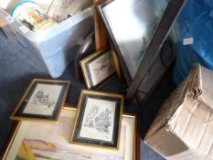 Box containing Decorative Lamps - Blue and White Tureens etc