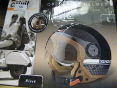 Crivet Open Face Trendy Leather Look Helmet - Size Large