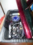 Box Containing Assorted Microphones, Disco Lighting etc