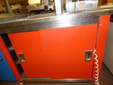 *Stainless Steel & Red Heated Food Trolley