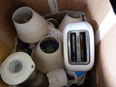 Box containing Liquidisers - Posters - Table Lamps - Extension Leads etc
