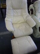 Cream Stressless Style Easy Chair with Matching Foot Stool