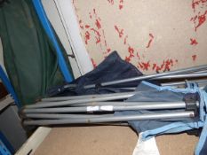 2 Folding Chairs and Green Parasol