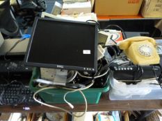 2 Boxes of Assorted Telephones - Leads - Monitors etc
