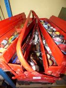 Red Cantilever Tool Box  containing Assorted Tools - Model Paints etc
