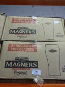 2 Boxes Containing 24 Branded Magners Pint Glasses