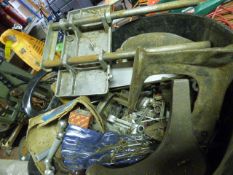 Bucket containing Assorted Tools - Cobblers Lasts etc