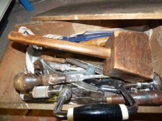 Joiners Toolbox Containing Assorted Tools, Mallets, Basin Bits etc