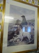Gilt Framed Print Depicting a Scotch Game Keeper