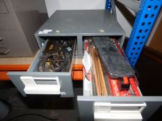 2 Drawer Cabinet containing Assorted Measuring Calipers - Paint Brushes etc