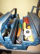 Blue Cantilever Tool Box containing Assorted Spanners - Stanley Knives etc