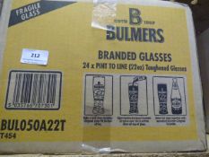 Box Containing 24 Branded Bulmers Glasses