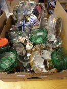 Box containing Miniature Tea Sets - Coloured Glassware etc