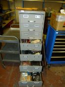 9 Drawer Metal Storage Unit Containing Lathe Chisels, Hand Tools, Screwdriver bits, Dovetail