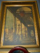 Framed Print Depicting Court Yard Scene