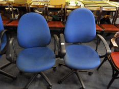 *2 Blue Upholstered Swivel Chairs