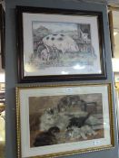 Framed Print Depicting Cats & Kittens & Framed Print Depicting Pigs