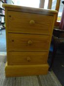3 Drawer Pine Bedside Cabinet