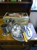 Collection of Silver Plated Tankards - Serving Set - Cutlery etc