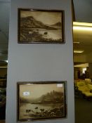 2 Water Colours Depicting Highland Cattle Scenes