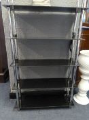 Black Glass and Chrome 5 Tier Shelf Unit