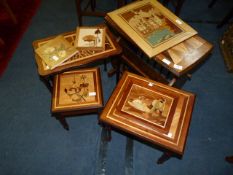 Marquetry Magazine Rack - Nest of 3 Tables & 3 Pictures