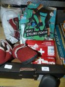 Box containing First Aid Kits - Cycling Wear etc