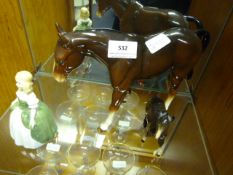 Royal Doulton Lady - Beswick Horse & Another