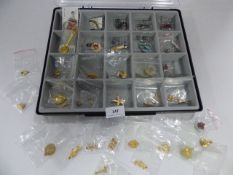 Tray of Assorted Decorative Spoons - Pin Badges - Cuff Links etc