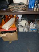 3 Boxes of Bric-a-Brac including Lamp - Mobile Phones - Pine Shelving - Office Sundries etc
