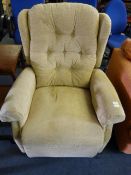 Cream Upholstered Reclining Chair