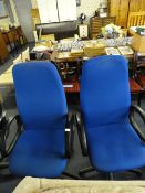 *2 High Back Blue Swivel Chairs