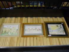 3 Framed Penny Settle Water Colours Depicting Foreign Scenes