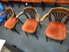 3 Bentwood Arm Chairs