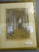 Framed Watercolour Depicting A Forest by James T Watts