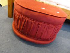 Half Moon Upholstered Pouffe - Red