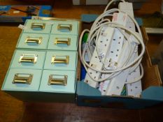 Box of Extension Leads, Storage Drawers etc