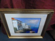 Oil Painting Depicting a Coastal Scene