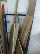 *Tubular Steel Blue Storage Rack Containing Assorted Faced Sheets of Chipboard