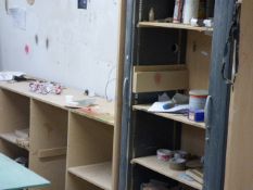 *Storage Cupboard and Side Table Containing Wood Screws, Glues etc