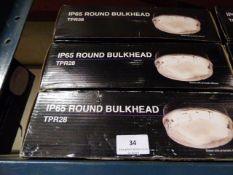 *2 IP65 Round Bulkhead Light Fittings - Black