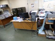 *3 Double Pedestal Desks and 3 Office Chairs