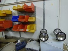 *2 Emergency Light Units - Fan Heater - Lin Bins - Storage Racks