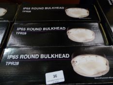 *2 IP65 Round Bulkhead Light Fittings - Black