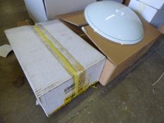 *Glass Bulkhead Light & 6 Polished Brass Downlights