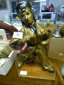 Painted Plaster Table Lamp in The Form of an Oriental Figure