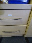 2 Drawer Bedside Cabinet in Light Beech Finish with Brushed Stainless Steel Bar Handles