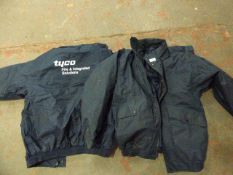 2 Black Knight Size Medium Navy Weather Proof Jackets with Printing