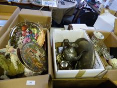 4 Boxes of Decorative Plates - Stainless Steel - China and other Cut Glassware
