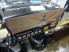 *B&Q Wood and Brushed Stainless Steel Ceiling Fan